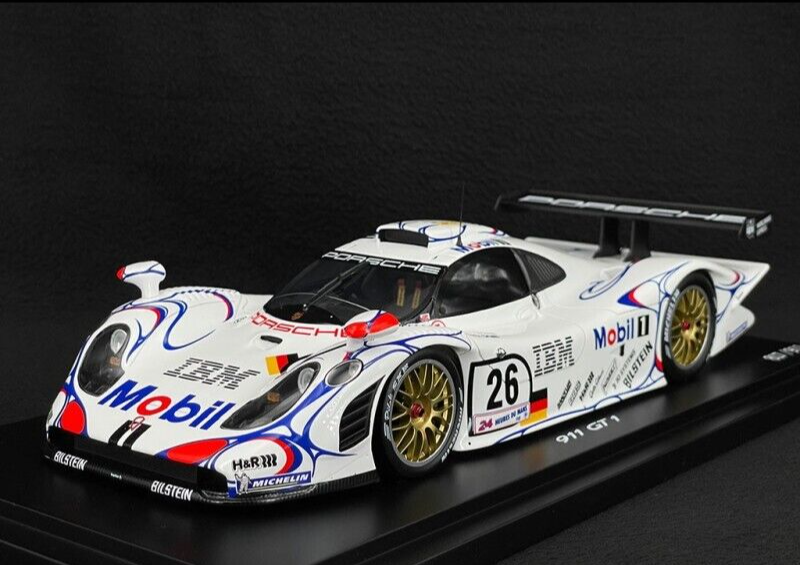 Porsche GT1 #26 Winner 24h LeMans w/ Display Case Ltd. to 911 1/18 Scale Spark