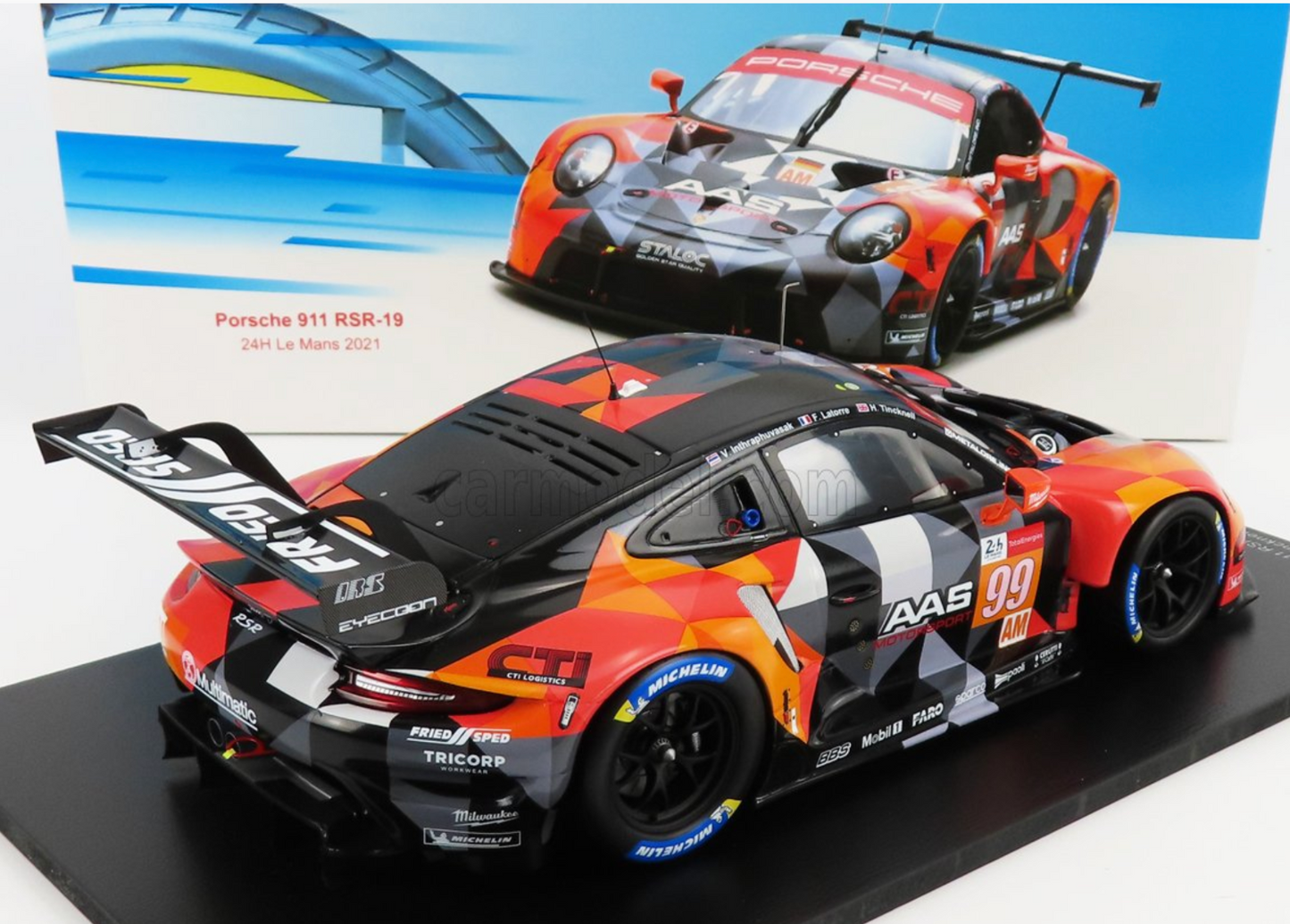 1/18 SCALE SPARK PORSCHE 911 RSR-19 #99 PROTON RACING LMGTE AM 24H LE MANS