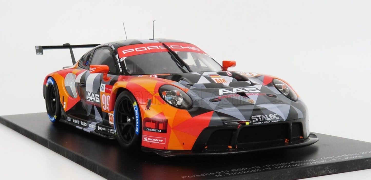 1/18 SCALE SPARK PORSCHE 911 RSR-19 #99 PROTON RACING LMGTE AM 24H LE MANS