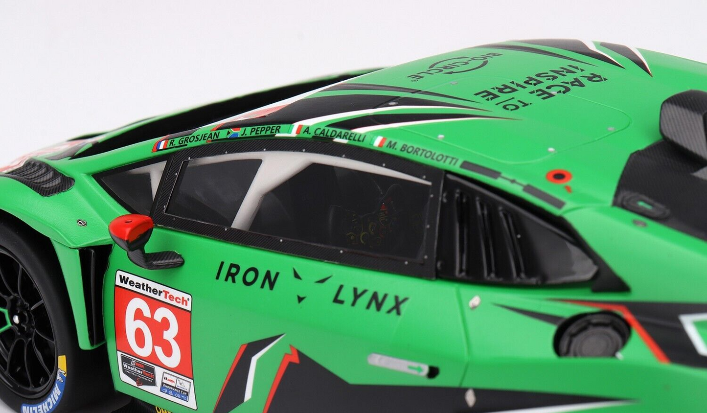 1/18 SCALE TOP SPEED IRON LYNX LAMBORGHINI HURACAN GT3 EVO2 #63 24H DAYTONA 2023