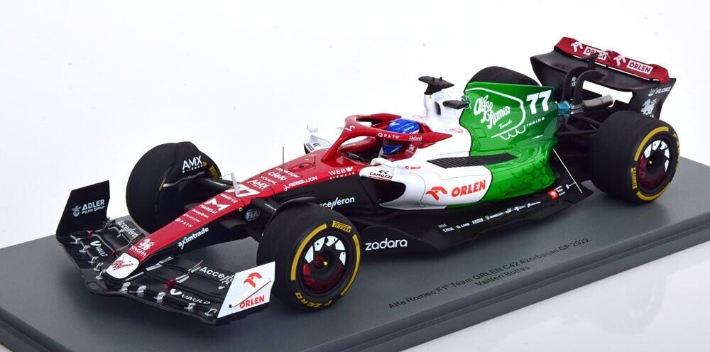 ALFA ROMEO C42 AZERBAIJAN GP 2022 V. Bottas Model Car w/ Display Case 1/18 Spark