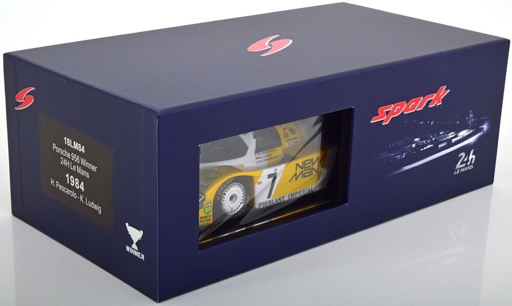 1/18 Spark Porsche 956LH 956 Joest Racing Winner Le Mans 1984 w/ Display Case