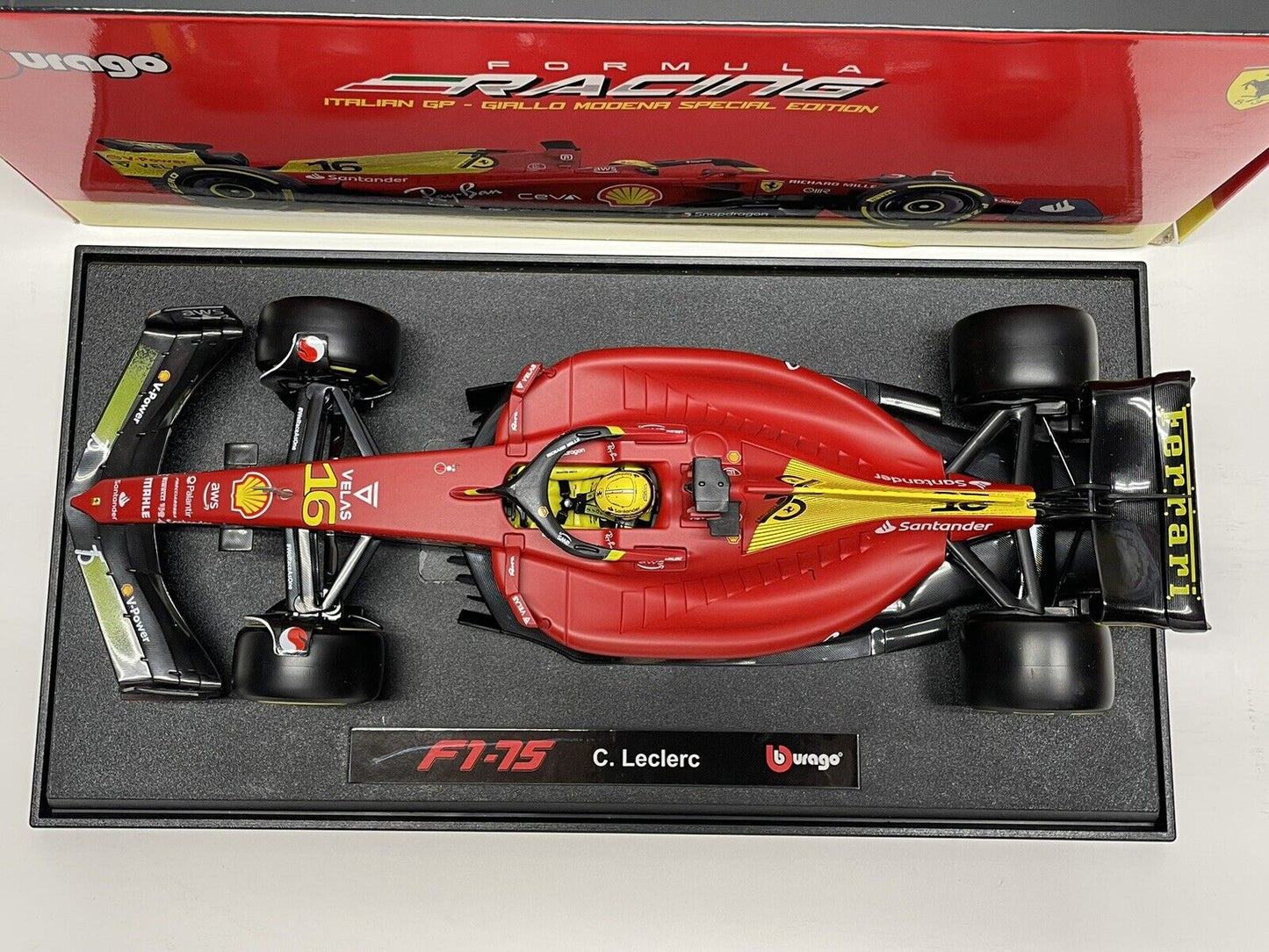 2022 Ferrari F1-75 Italian GP Charles Leclerc Model Car 1/18 Scale Bburago