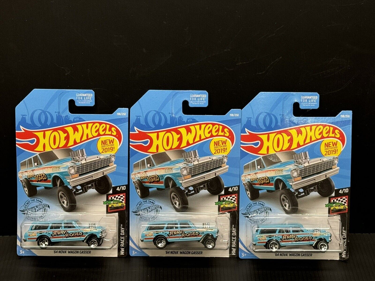 Hot Wheels  - Blue '64 NOVA WAGON GASSER - JERRY RIGGED - Lot Of 3