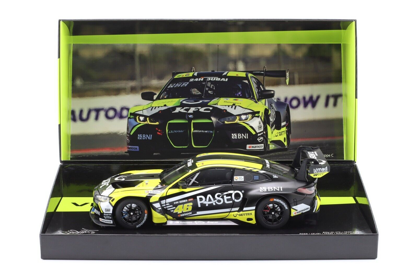 BMW M4 GT3 WRT  24HR DUBAI - VALENTINO ROSSI - MINICHAMPS 1/18 - BOX SET