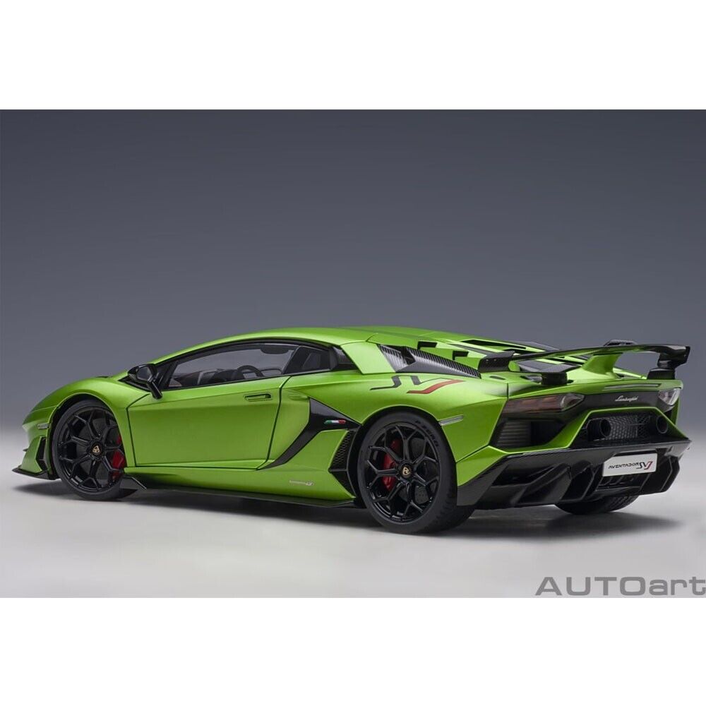 1/18 Lamborghini Aventador SVJ Verde Alceo / Matt Green Model Car By Autoart