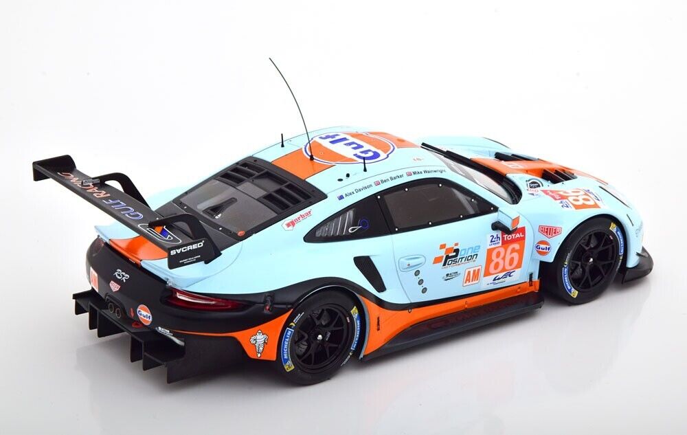 1/18 Scale IXO 911 GT3 RSR 991 24h of Le Mans 2018 #86 Gulf Livery Diecast Model