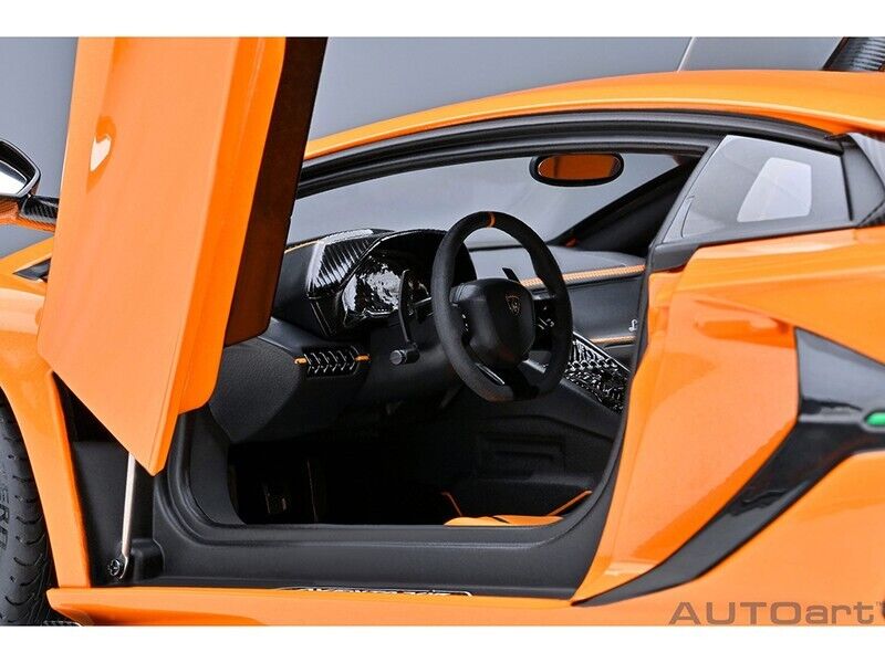 1/18 Lamborghini Aventador SVJ Arancio Atlas Pearl Orange Model Car By Autoart