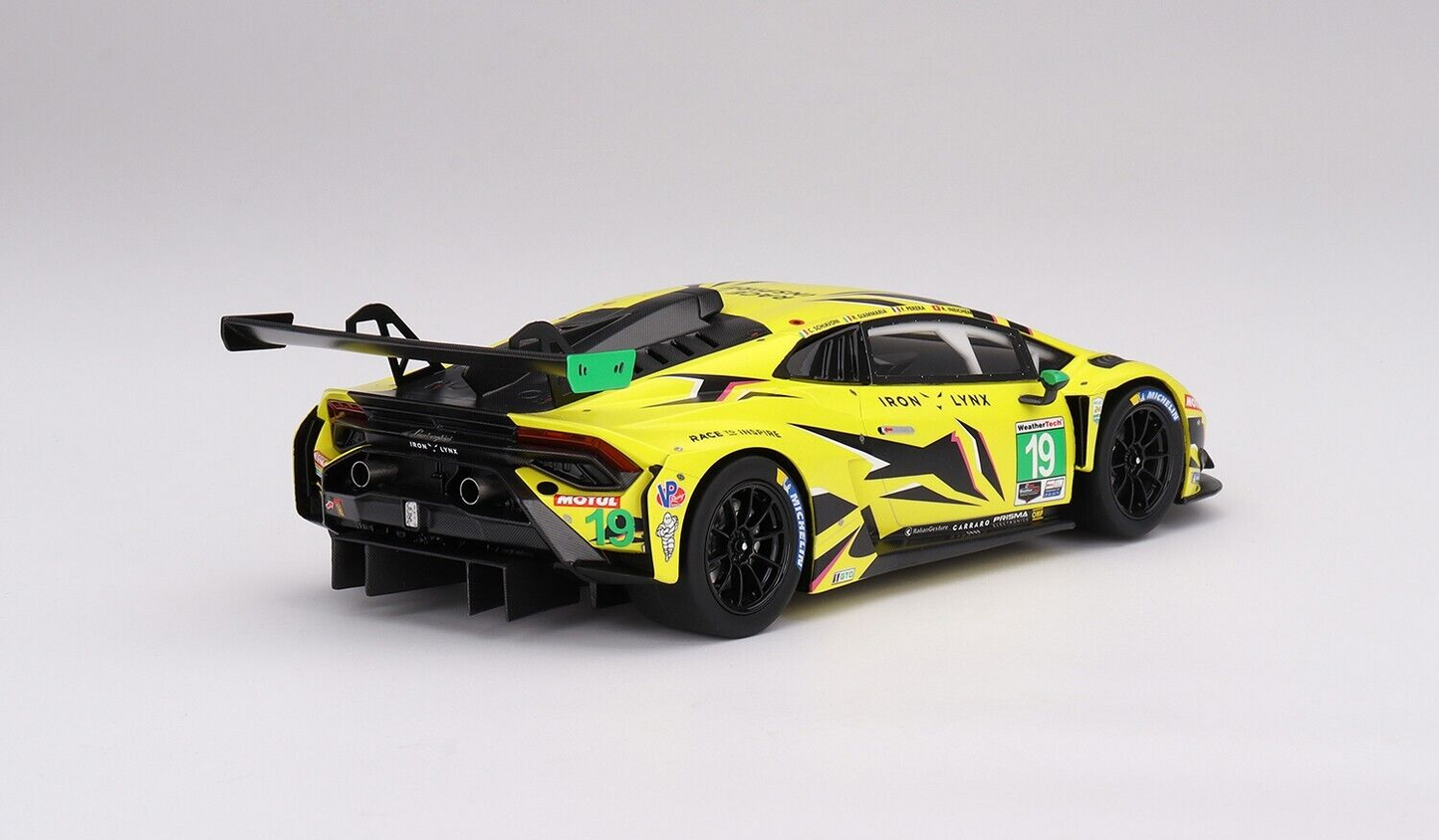 1/18 SCALE TOP SPEED IRON LYNX LAMBORGHINI HURACAN GT3 EVO2 #19 24H DAYTONA 2023