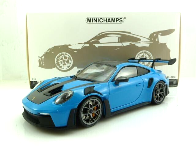 Minichamps Porsche 911 (992) GT3 RS Weissach Package Riviera Blue 1:18 Scale