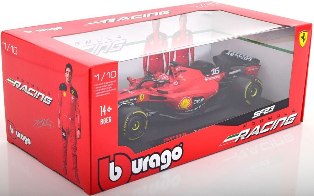 2023 Ferrari SF23 SF-23 Charles Leclerc 1/18 Scale Diecast Model Car By Bburago