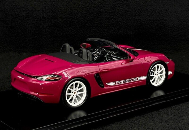 Porsche 718 Boxster Rubystone Red w/ Display Case 1/18 Spark Dealer Edition