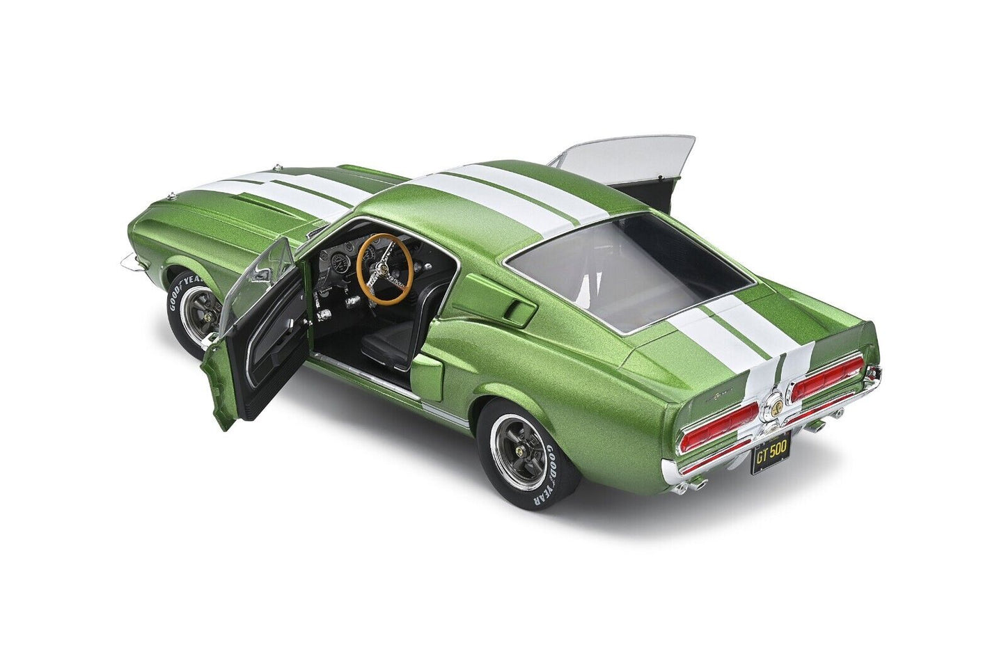 1/18 SCALE 1967 SHELBY MUSTANG GT500 LIME GREEN MODEL CAR by SOLIDO