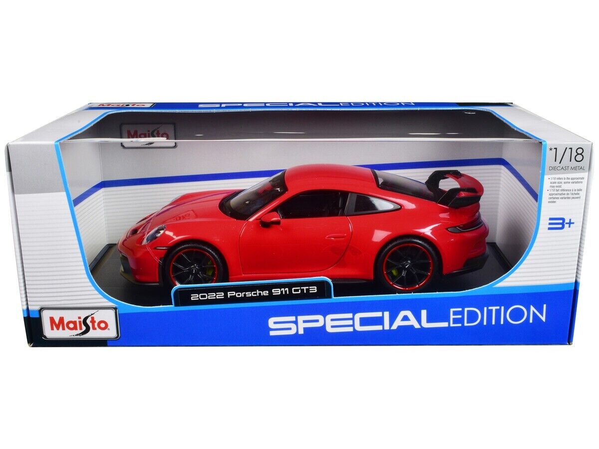 2022 PORSCHE 911 GT3 RED 1/18 SCALE DIECAST CAR MODEL BY MAISTO