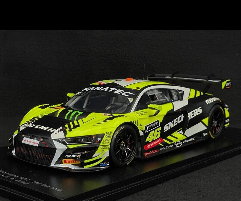 AUDI R8 LMS GT3 -  SPA 2022 - WRT -   1/18 SCALE SPARK MODEL CAR W/ DISPLAY CASE