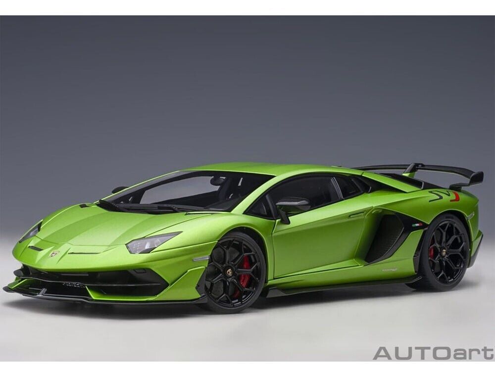 1/18 Lamborghini Aventador SVJ Verde Alceo / Matt Green Model Car By Autoart