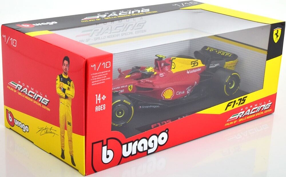 2022 Ferrari F1-75 Carlos Sainz Italian GP Diecast Model Car 1/18 Scale Bburago