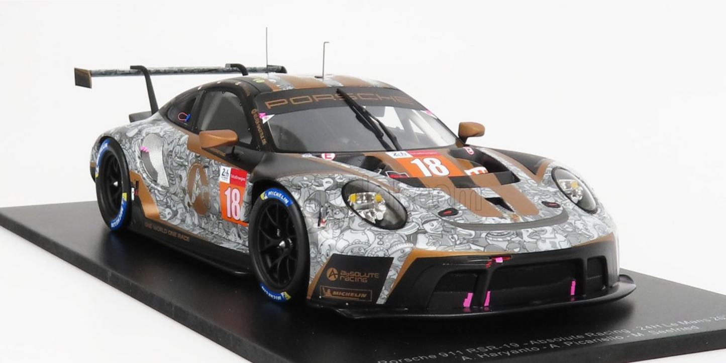 1/18 SCALE SPARK PORSCHE 911 RSR-19 #18 PROTON RACING LMGTE AM 2021 24H LE MANS