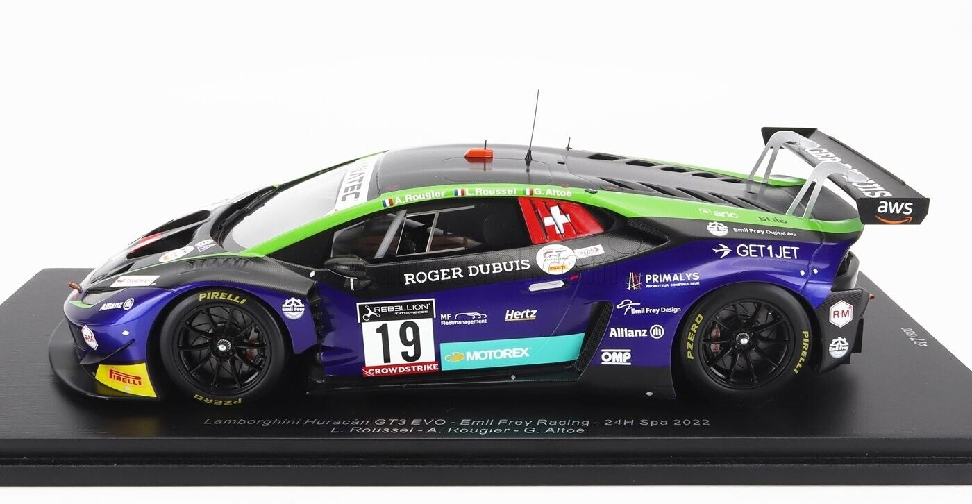 LAMBORGHINI HURACAN GT3 - EMIL FREY RACING #19 24 H SPA - SPARK 1/18 SCALE