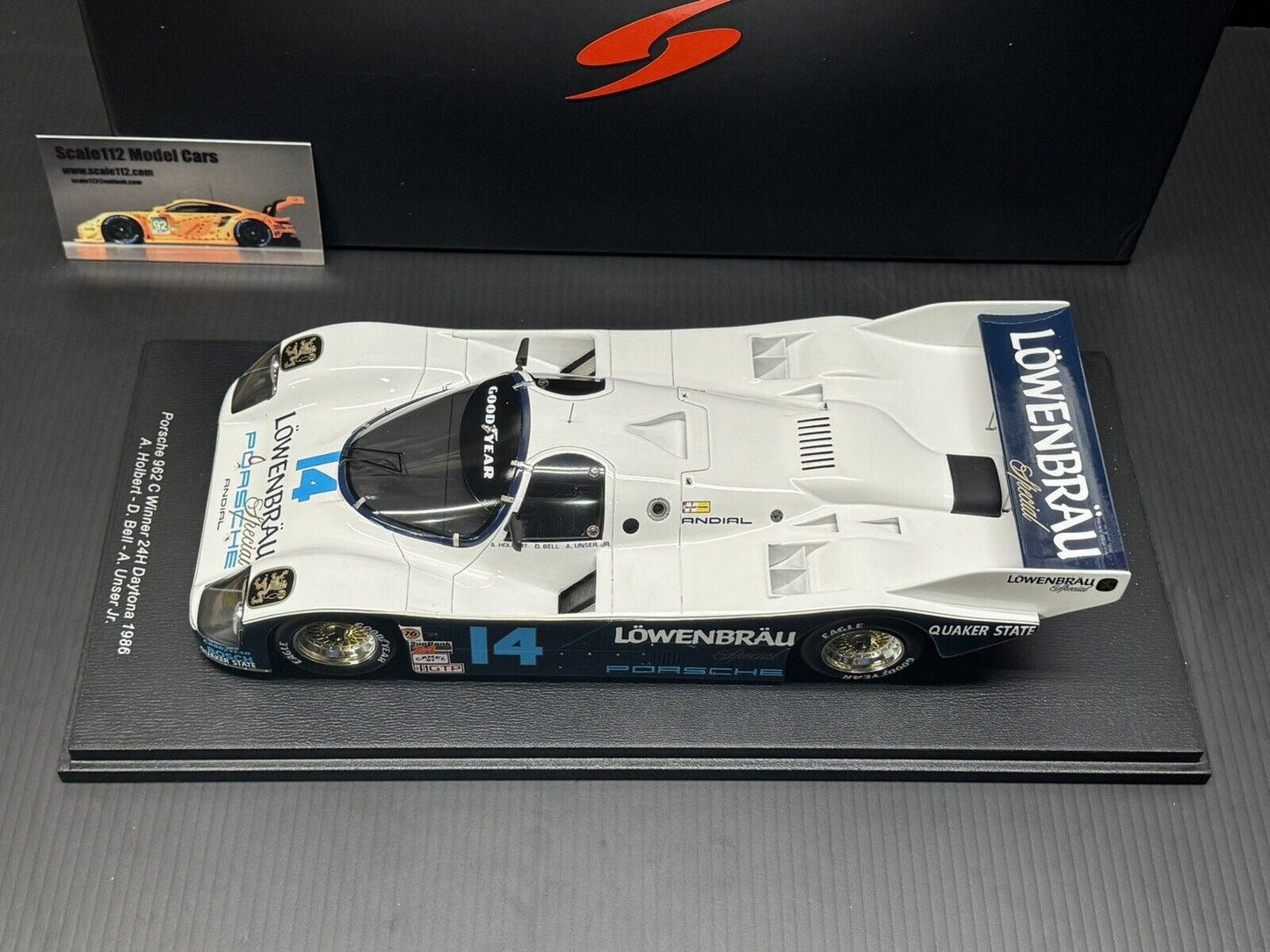 1/18 Spark Porsche 962 C #14 24h Daytona Lowenbrau IMSA w/ Display Case