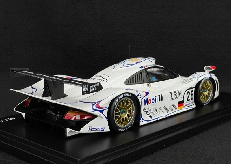 Porsche GT1 #26 Winner 24h LeMans w/ Display Case Ltd. to 911 1/18 Scale Spark