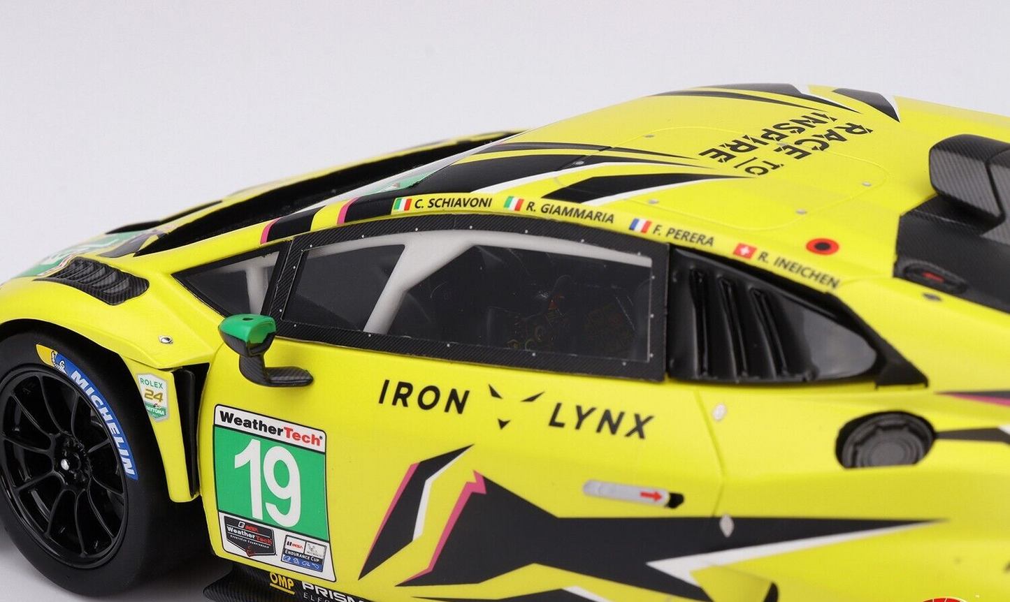 1/18 SCALE TOP SPEED IRON LYNX LAMBORGHINI HURACAN GT3 EVO2 #19 24H DAYTONA 2023