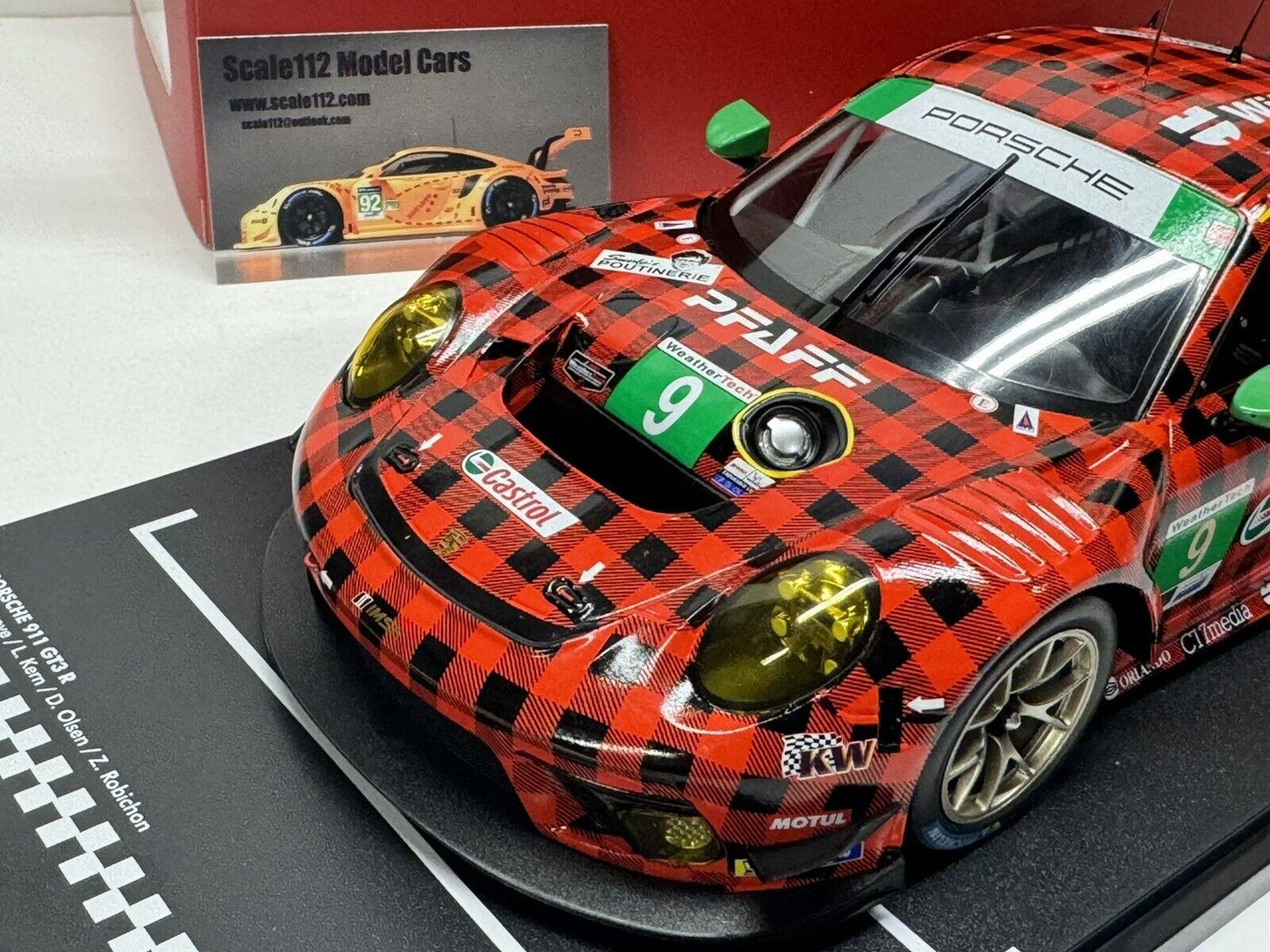 1/18 Scale IXO Porsche GT3 R #9 GTD 24h Daytona 2019 Pfaff Motorsports