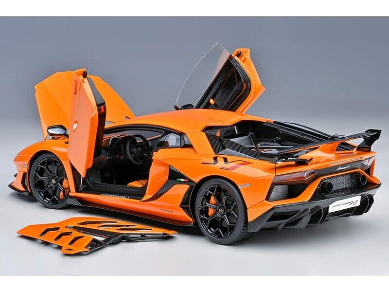 1/18 Lamborghini Aventador SVJ Arancio Atlas Pearl Orange Model Car By Autoart