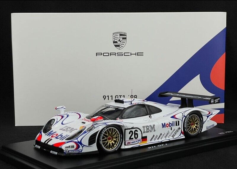 Porsche GT1 #26 Winner 24h LeMans w/ Display Case Ltd. to 911 1/18 Scale Spark