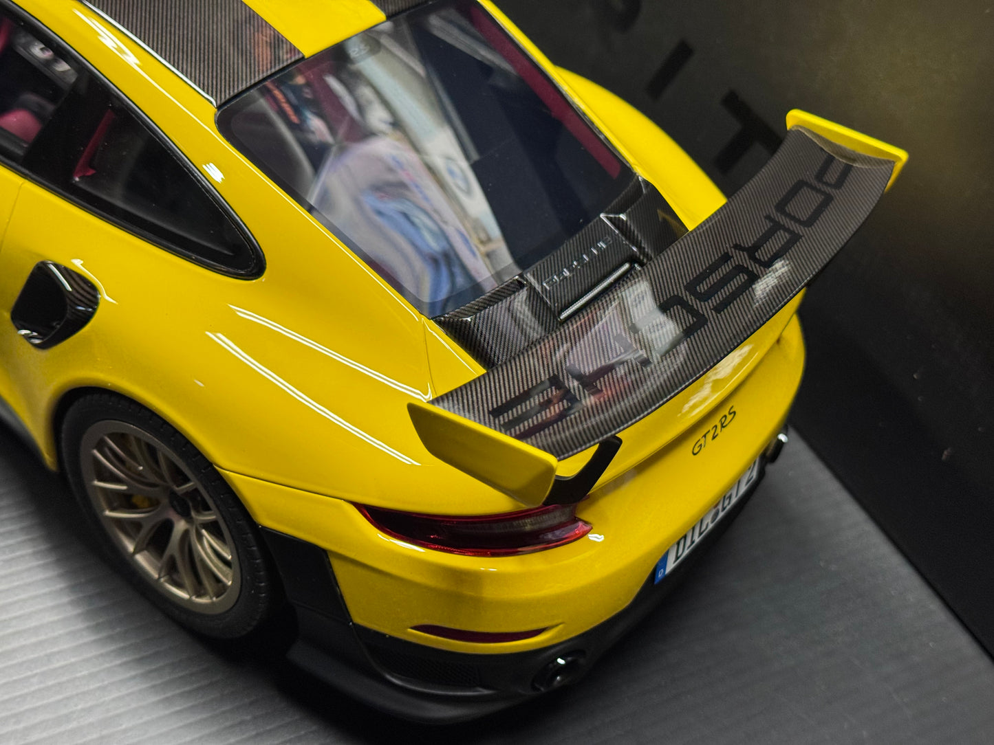 Porsche GT2 RS 911 991.2 Yellow w/ Gold Wheels 1/12 Scale Model Car by GT-SPIRIT