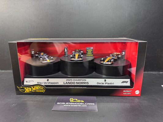 2026 Mattel Hot Wheels  2025 Formula 1  Podium Set Norris, Verstappen & Piastri