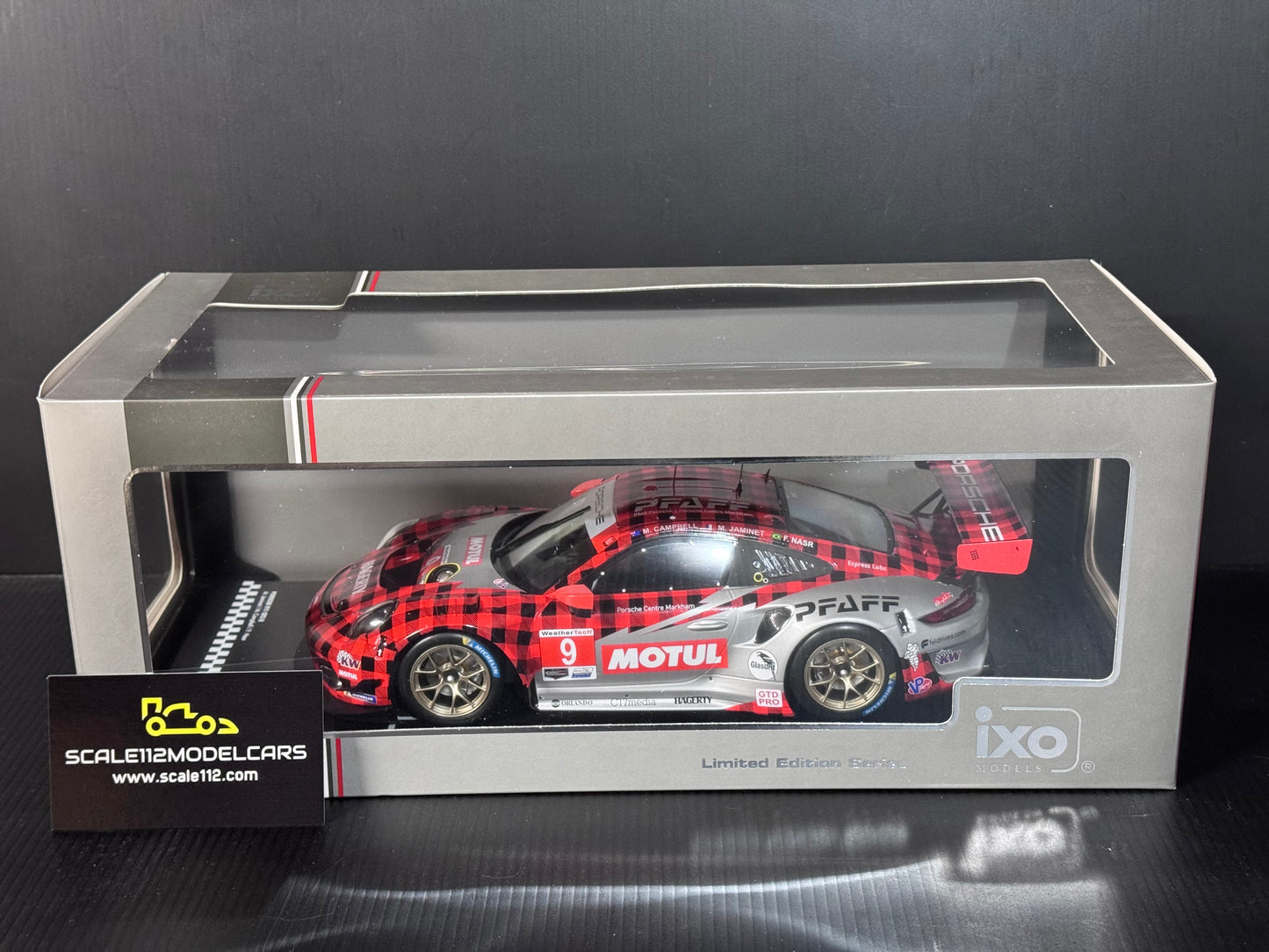 IXO Porsche GT3 R #9 Winner GTD 24h Daytona 2022 Pfaff Motorsports 1/18 Scale