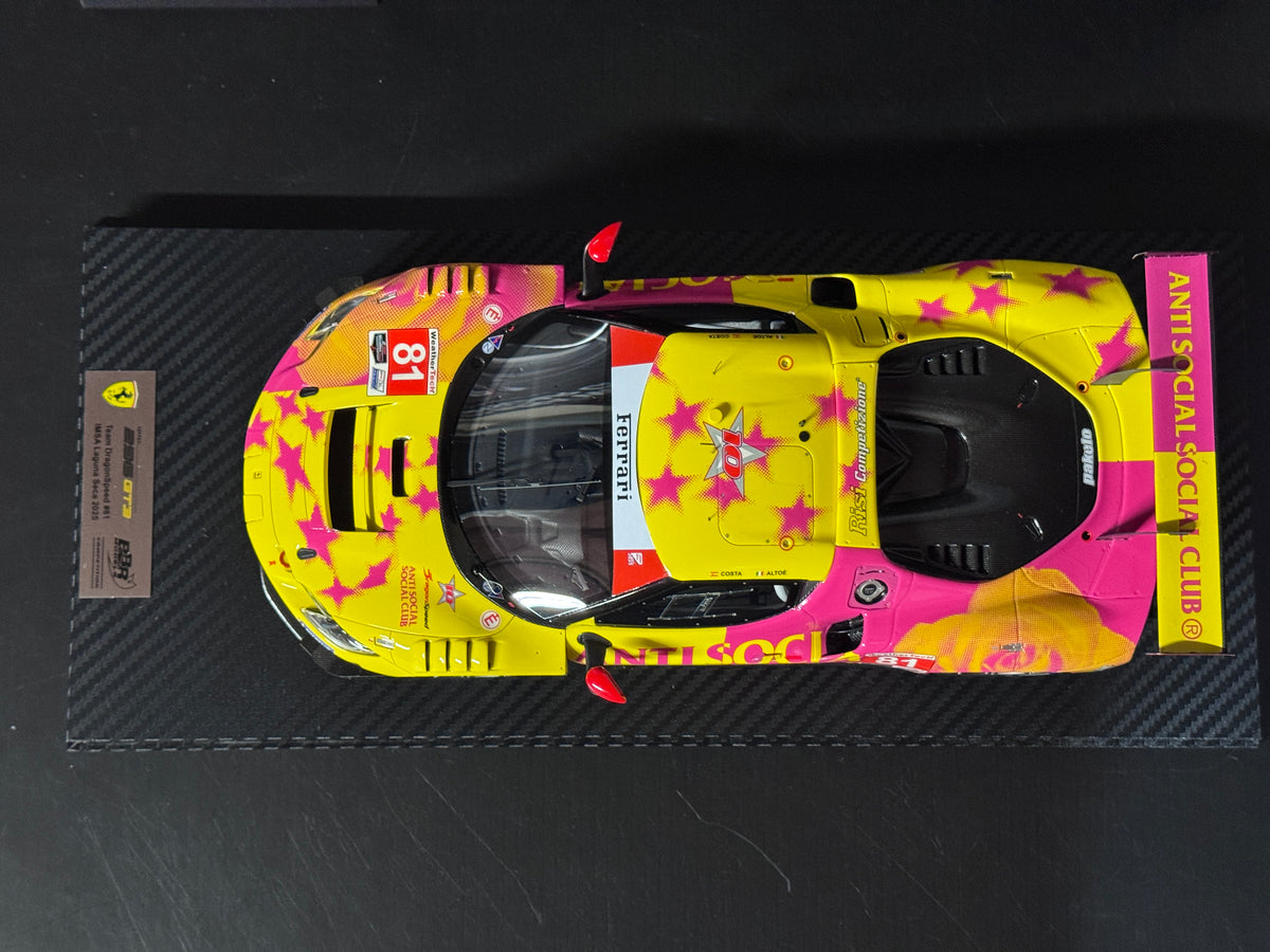 1/18 SCALE BBR FERRARI 296 GT3 #81 TEAM DRAGONSPEED 2025 LAGUNA SECA IMSA