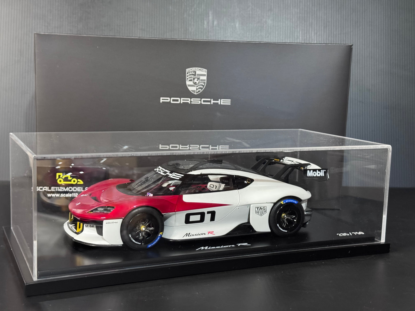 1/18 Scale Spark Porsche Mission R Dealer Edition with Display Case Ltd. to 750