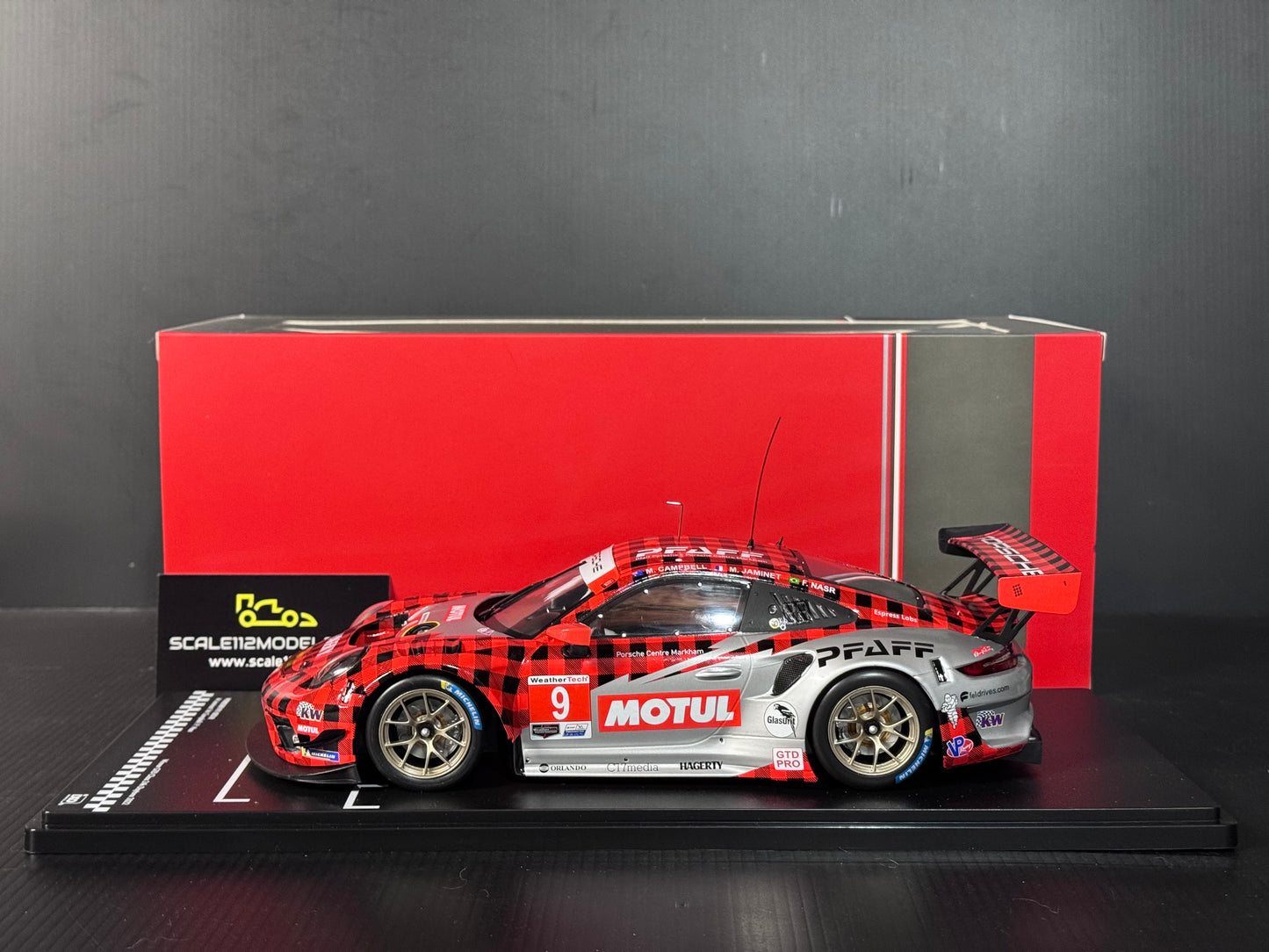 IXO Porsche GT3 R #9 Winner GTD 24h Daytona 2022 Pfaff Motorsports 1/18 Scale