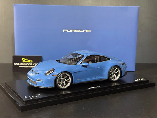 1:18 Spark Porsche 911 992 S/T Sonderwunsch Dani Blue Resin Dealer Ed. Model Car
