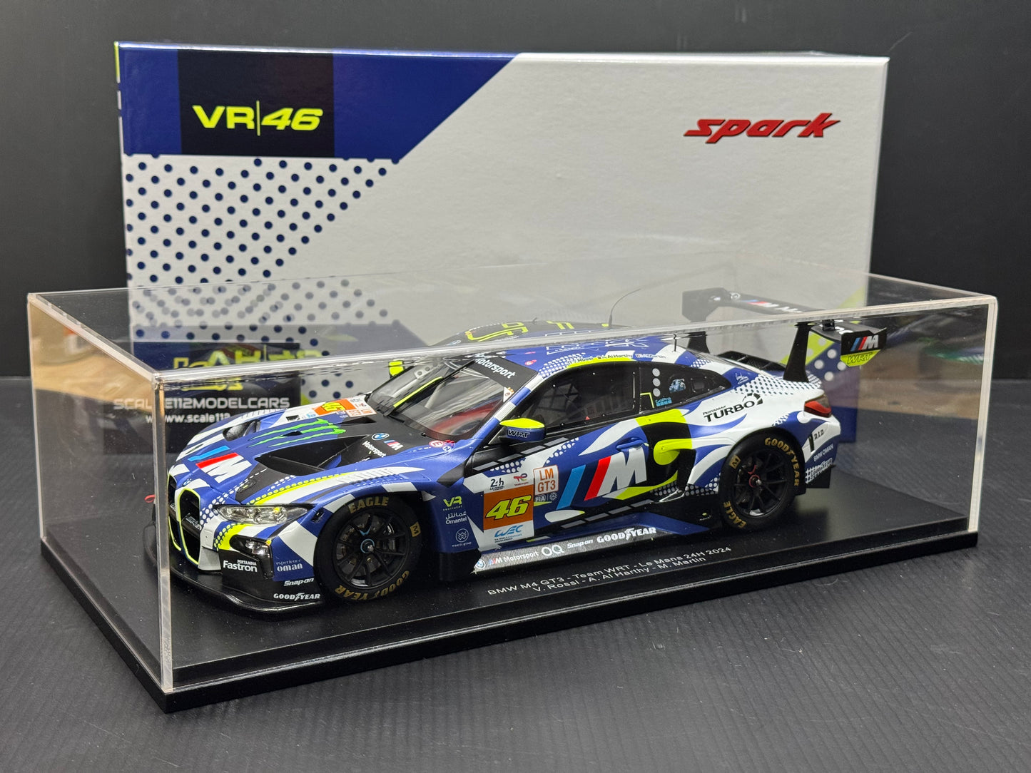 M4 GT3 TEAM WRT #46 24h LE MANS 2024 VALENTINO ROSSI 1/18 SCALE MODEL BY SPARK