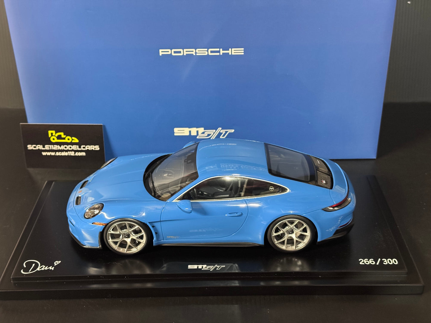 1:18 Spark Porsche 911 992 S/T Sonderwunsch Dani Blue Resin Dealer Ed. Model Car