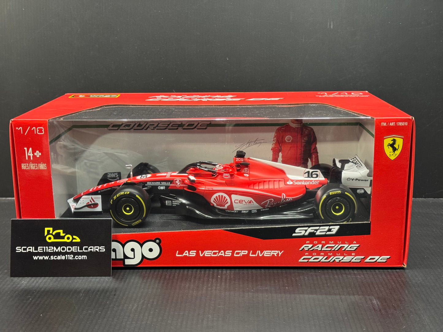 Ferrari SF-23 #16 Charles Leclerc Las Vegas GP 2023 1/18 Bburago Diecast Model