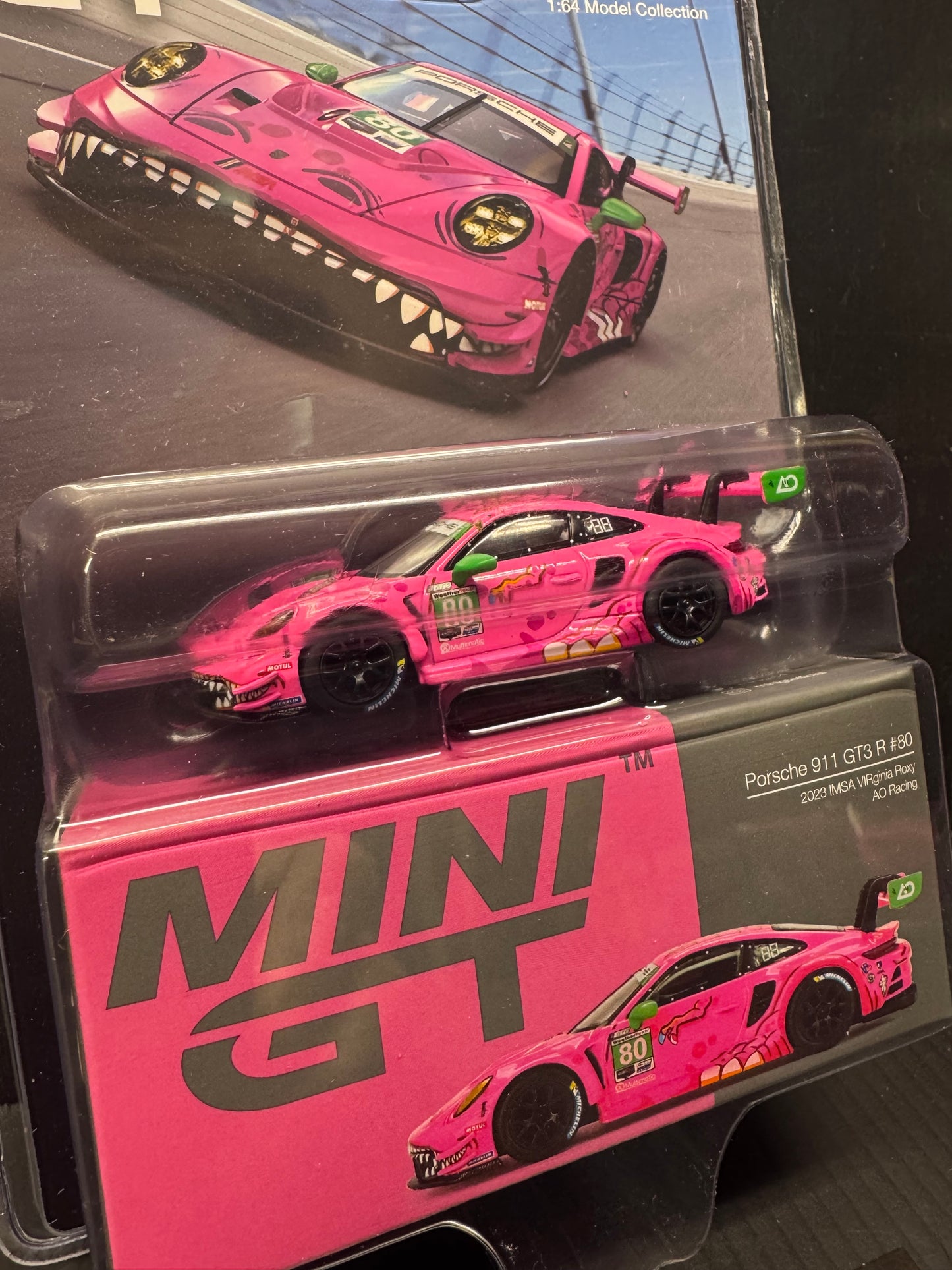 Porsche 992 GT3 R #80 VIR IMSA 2023 AO Racing "Roxy" 1/64 Scale by MiniGT