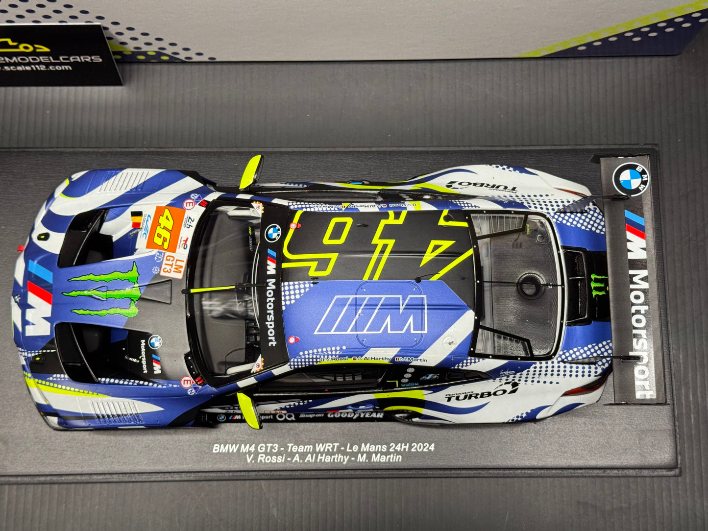 M4 GT3 TEAM WRT #46 24h LE MANS 2024 VALENTINO ROSSI 1/18 SCALE MODEL BY SPARK