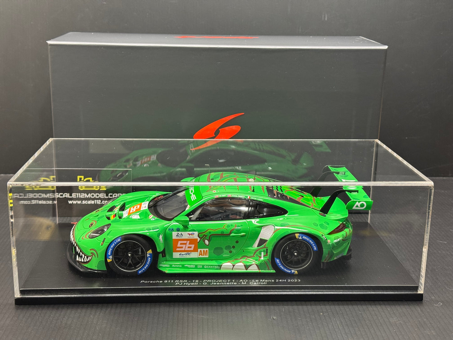 Porsche 911 RSR #56 Lemans  24Hr. 2023 AO Racing "Rexy" 1/18 Scale by Spark