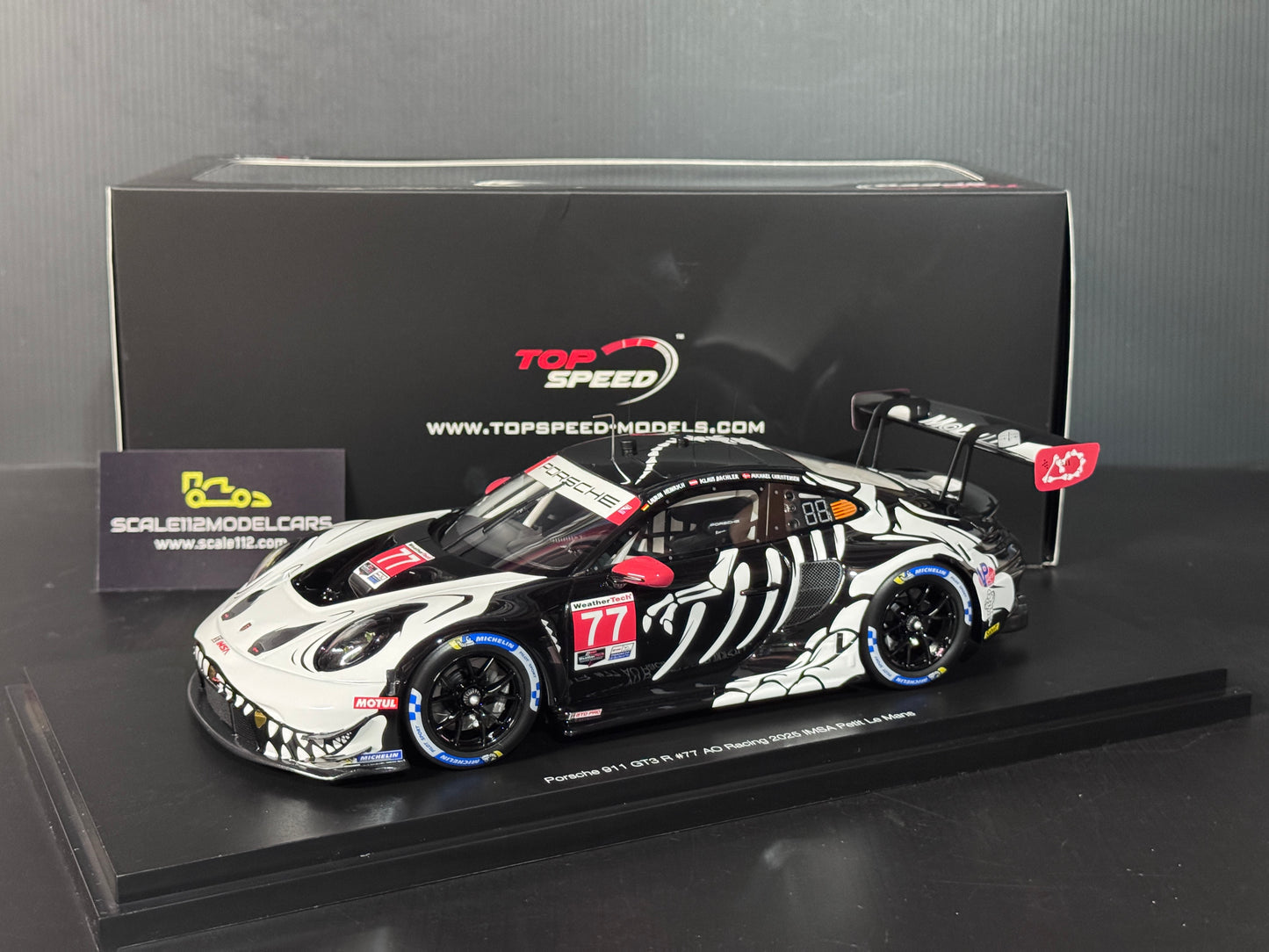 Porsche GT3 R AO Racing Rexy Skeleton #77 2025  Petit Le Mans 1/18 Top Speed