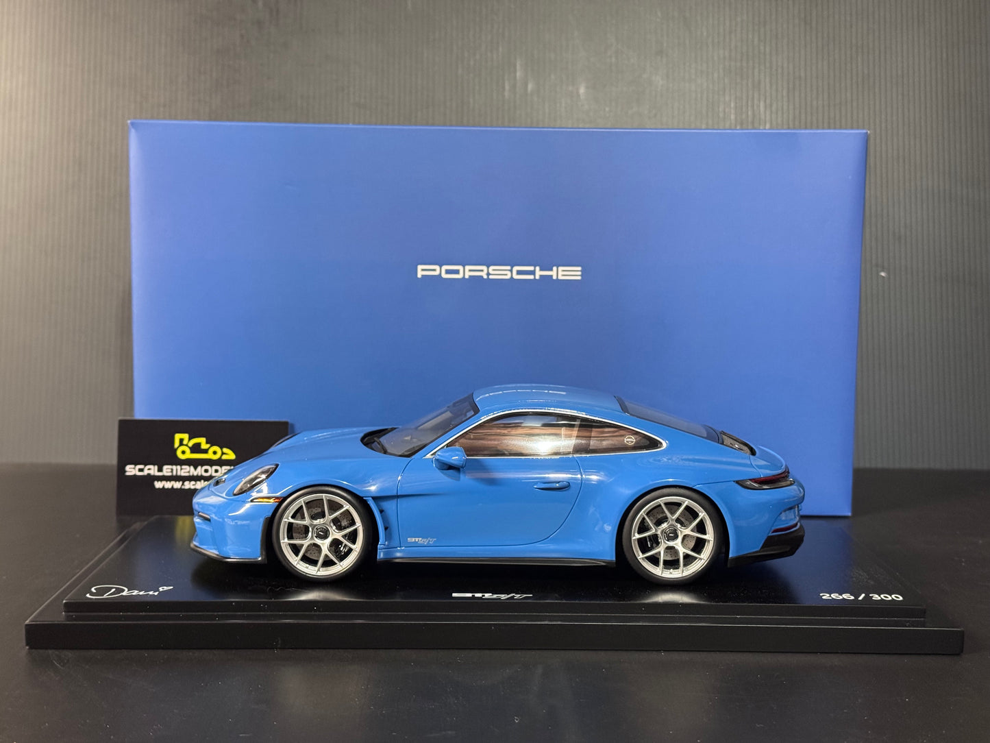 1:18 Spark Porsche 911 992 S/T Sonderwunsch Dani Blue Resin Dealer Ed. Model Car