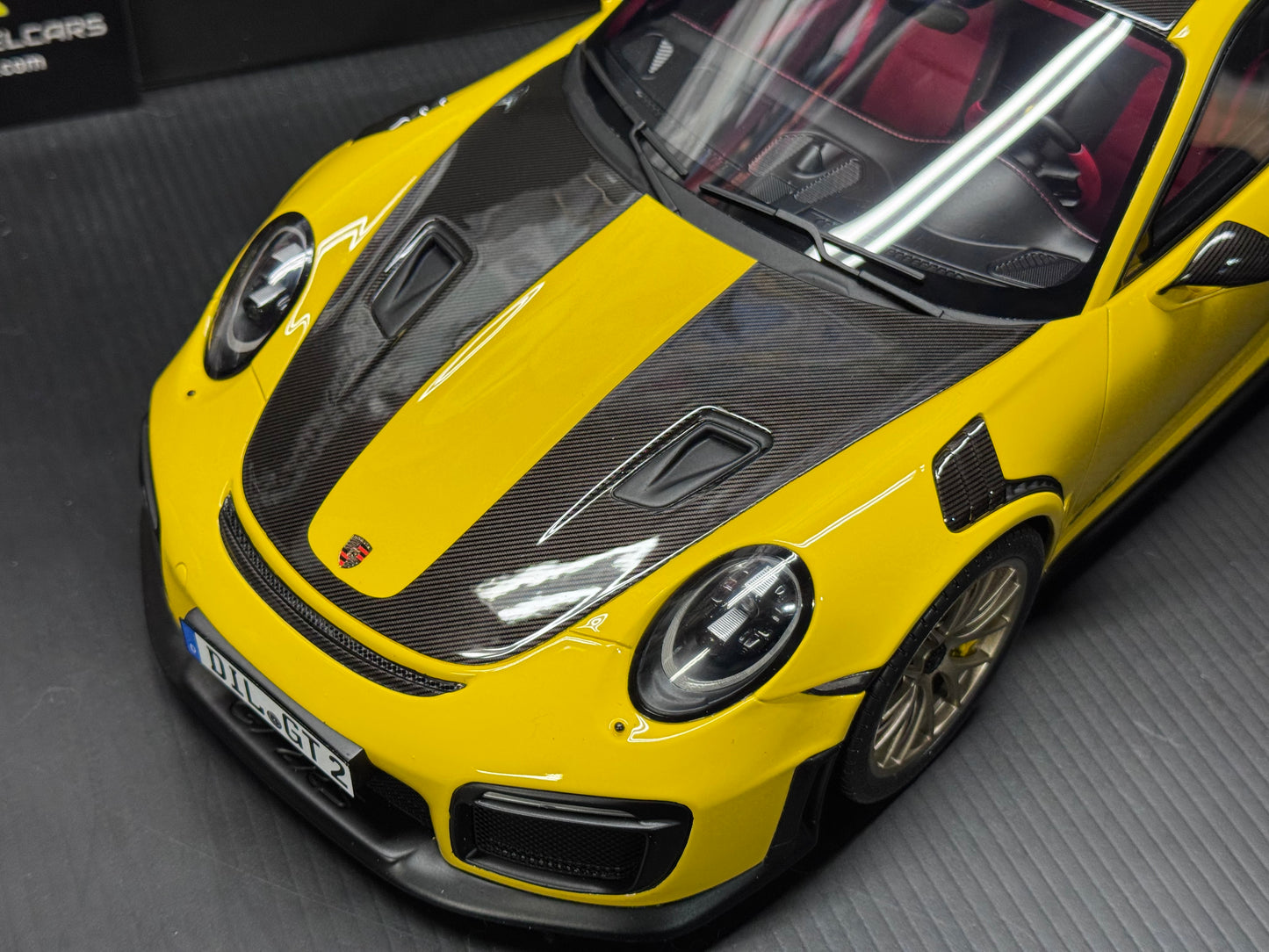 Porsche GT2 RS 911 991.2 Yellow w/ Gold Wheels 1/12 Scale Model Car by GT-SPIRIT