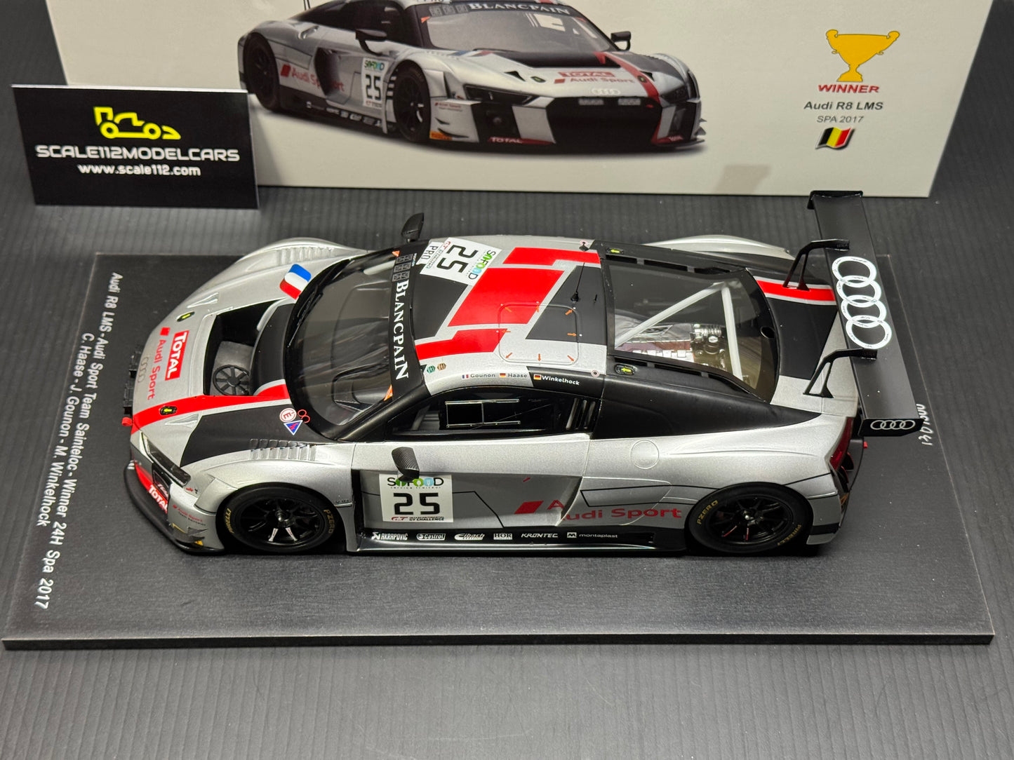 Audi R8 LMS GT3 Team Audi Sport 2017 Spa Winner Model Car 1/18 Scale Spark