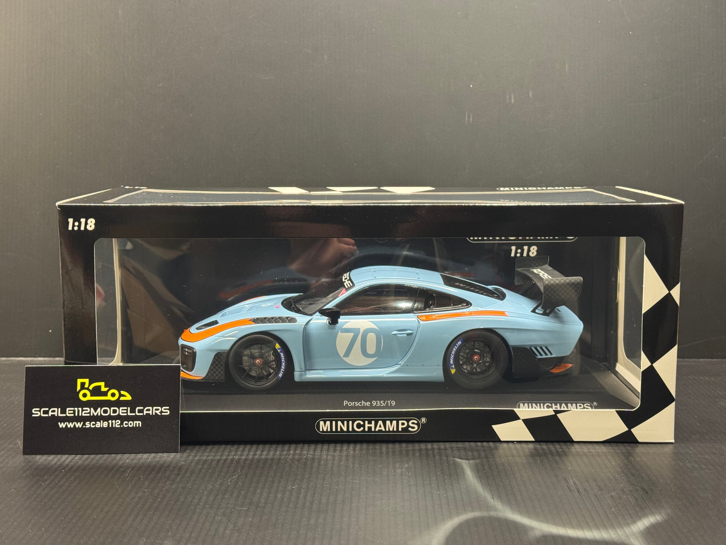 1/18 Scale Minichamps Porsche 935/19 Group South Gulf Blue Orange Diecast Model