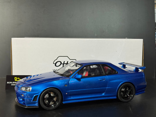 1/12 SCALE NISSAN NISMO (R34) GT-R Z-TUNE BAYSIDE BLUE MODEL CAR BY OTTO MOBILE
