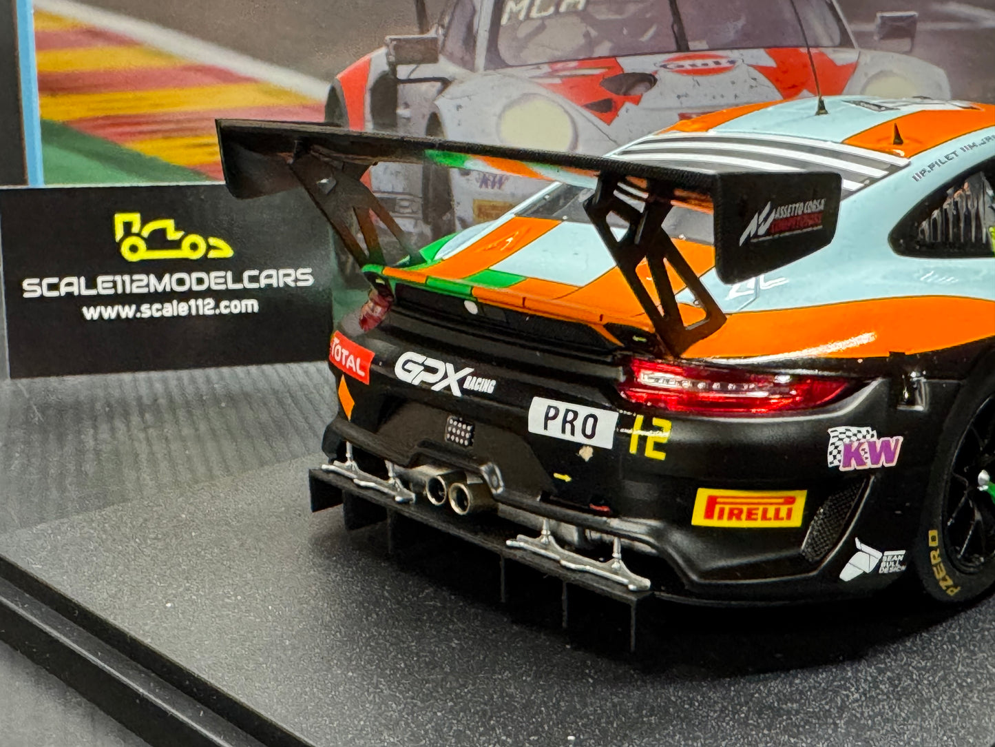 1/18 Scale IXO Porsche 911 GT3 R 24h Spa 2020 Gulf GPX Racing Diecast Model