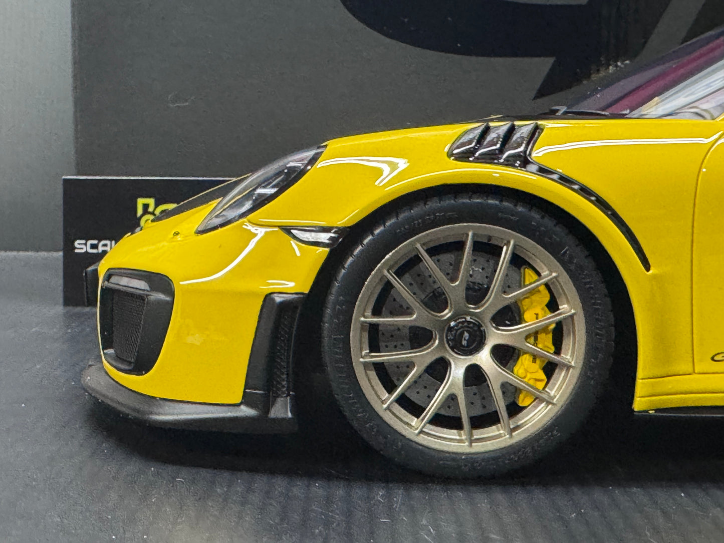 Porsche GT2 RS 911 991.2 Yellow w/ Gold Wheels 1/12 Scale Model Car by GT-SPIRIT